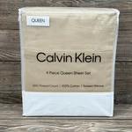 Calvin Klein 4-PIECE Queen Sheet Set 300 Tc 100% Cotton Sateen Weave Beige Nwt. Fixed Price $79.00.