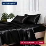 Mr&hm Satin Sheets, Queen Size Set, 4 Pcs Silky Bedding With Elas. Fixed Price $27.96.