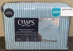 Chaps By Ralph Lauren 6P Queen Sheet Set W/4 Pillowcases White/blue/green Stripe. Fixed Price $42.99.
