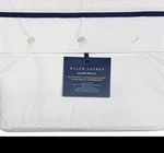 $200 Ralph Lauren Palmer King Flat Sheet White & Navy Organic Cotton Percale Nwt. Fixed Price $49.50.