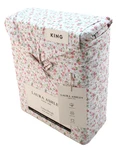 New Laura Ashley Evie King Size Pink / Green Floral Cotton Percale Sheet Set. Fixed Price $89.99.