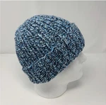 Blue Stripe Hand Knit Chunky Beanie. Fixed Price $25.00.