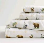 Cuddl Duds Heavyweight Cotton Flannel Sheet Set, Pillowcases, Animals, Queen. Fixed Price $59.99.