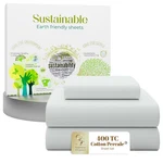 3 Pcs 100% Cotton Twin Sheets Set, Soft Silver, 400 Thread Count, Percale Wea.... Fixed Price $71.59.