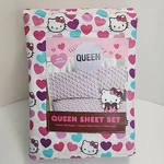 Nwt Sanrio Hello Kitty Hearts 100% Cotton Queen Sheet Set 4 Piece Pink Purple. Fixed Price $29.99.