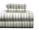 Pointehaven Heavy Weight Flannel Sheet Set, Queen, Plaid Sage. Fixed Price $79.75.