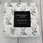 Cynthia Rowley Sheet Set King Dogs Bunny Ears Easter Spring White Pink Blue. Fixed Price $49.49.