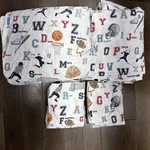 Pottery Barn Kids "my Favorite Sports" Abcs Queen Sheet Set (4) Soccer Baseball. Fixed Price $32.00.