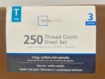 New Mainstays 250 Thread Count Twin Brown Sheet Set Fc 69-TOP. Fixed Price $19.95.
