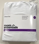 Room Essentials Twin/twin Xl Sheet Set New 3-PC White Gray Stripe Microfiber. Fixed Price $16.27.