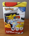 Pokemon 4 Piece Full Sheet Set Microfiber Double-sided Pillowcase New In Pack. Fixed Price $25.00.