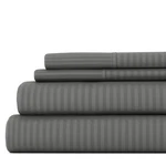Home Premium Striped Embossed Bed Sheet Set By Kaycie Gray Soft Collection. Fixed Price $52.99.
