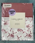 New Laura Ashley Queen Sheet Set Red Trailing Bows Christmas 100% Cotton Percale. Fixed Price $83.99.