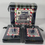 Martha Stewart Holiday Collection Flannel Sheet Set Queen/full Navy Plaid. Fixed Price $89.00.