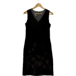Laura Ashley Shift Dress UK10 Black Velvet Floral Embroidered Women - Preloved. Fixed Price $36.34.
