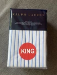 Ralph Lauren Prescot King Flat Sheet Blue White Stripe 114X108 Brand New. Fixed Price $80.00.