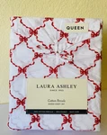 Laura Ashley Queen Sheet Set Bow Ribbon 100% Cotton Percale Red White New. Fixed Price $49.99.