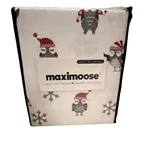 Maximoose Twin Flannel Sheet Owls Snowflakes Holiday Winter 100% Cotton. Fixed Price $27.99.