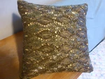 Bella Lux Decor Accent Throw Pillow Gold Sequins & Beads 11" Square. Fixed Price $19.99.