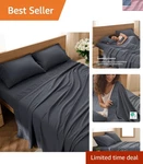 Elegant Dark Gray Queen Bed Sheet Set 4-PIECE, Ultra-soft Microfiber. Fixed Price $37.99.