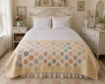 Truly Vintage Shabby Chic Quilt, Flat Sheet, Two Standard Pillow Shams. Fixed Price $250.00.