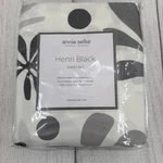 Annie Selke Sheet Set Full Henri Black White Gray Floral 100% Cotton Abstract. Fixed Price $129.99.