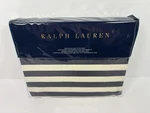 Ralph Lauren Durant Camron Stripe King Deep Fitted Sheet Navy Blue Cream Cotton. Fixed Price $109.00.