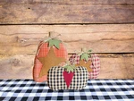 Primitive Stuffed Homespun Pumpkins, Set Of 3, Handmade Pillows, New. Fixed Price $42.99.
