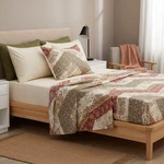 Dada Bedding Botanical Cranberry Sage Chevron Floral Flat Sheet W/ Pillowcas. Fixed Price $38.15.
