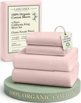 Lane Linen 100% Organic Cotton Fully Elasticized California King Sheet Set, Low. Fixed Price $75.05.
