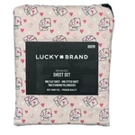 4PC Lucky Brand Love Cards Dice Hearts Queen Sheet Set Brushed Cotton Valentine. Fixed Price $54.99.