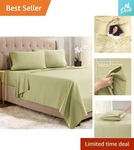 Empyrean Twin Sheet Set - 3 Pc Luxuriously Soft Microfiber Sage Olive Green. Fixed Price $55.99.