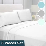 Ultra Soft Deluxe 6 Piece Deep Pocket Bed Sheet Set Wrinkle Free. Fixed Price $32.99.