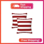 Lcokin Red And White Stripes Throw Pillow Cover 18X18 Set Of 2 Cushion Modern. Fixed Price $17.05.