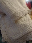 Ralph Lauren Set Of 2 Bartlett European Square Crochet Textured Quilted Shams. Fixed Price $70.00.