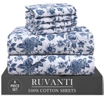 Ruvanti 6 Pcs Cotton Sheets - 100% Natural Soft, Lightweight & Breathable. Fixed Price $75.81.