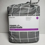 New-room Essentials Microfiber Sheet Set Gray/white Grid Twin/twin Xl. Fixed Price $25.50.