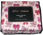 New Betsey Johnson 4 Pc Queen Pink Sheet Set Bows Love Hearts. Fixed Price $49.99.
