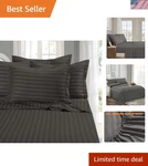 Elegant 6-PIECE King Size Microfiber Sheet Set Wrinkle-free Grey Stripes. Fixed Price $63.99.