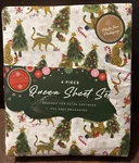 Envogue Holiday Collection Christmas Cheetah Trees 4-PIECE Queen Sheet Set. Fixed Price $35.40.