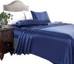 Artall Silky Super Soft 4 Piece Deep Pocket Satin Sheet Set King Size Blue. Fixed Price $39.99.