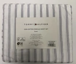 Tommy Hilfiger 4PC Queen Sheet Set Ithaca Stripe Light Blue & White 100% Cotton. Fixed Price $59.95.