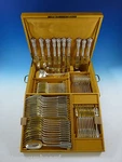 Kings By Campenhout French Sterling Silver Flatware Set Service 75 Pc Fitted Box. Fixed Price $14900.00.