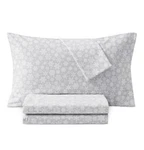 Sanders Holiday 3-PIECE King Sheet Set Microfiber White Grey Snowflake New. Fixed Price $39.90.