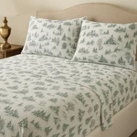 Aspen Home Turkish Flannel Queen Sheet Set Green Winter Village Holiday Cozy. Fixed Price $149.99.