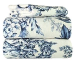 4-PIECE King Flannel Sheet Set Blue/white Toile Bradford Home Fashions New!. Fixed Price $109.99.