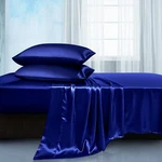 Manyshofu Satin King Set - 4 Piece Soft Silky Sheets, Royal Blue.... Fixed Price $44.41.