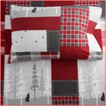 Cuddl Duds Heavy Weight Lodge Patchwork Flannel Sheet Set -wolf Pine Trees Twin. Fixed Price $49.95.