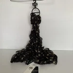 Lauren Ralph Floral Ruffle Scarf Black 100% Viscose. Fixed Price $34.99.