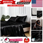 Mr&hm Satin Sheets, Queen Size Set, 4 Pcs Silky Bedding With E.... Fixed Price $28.27.